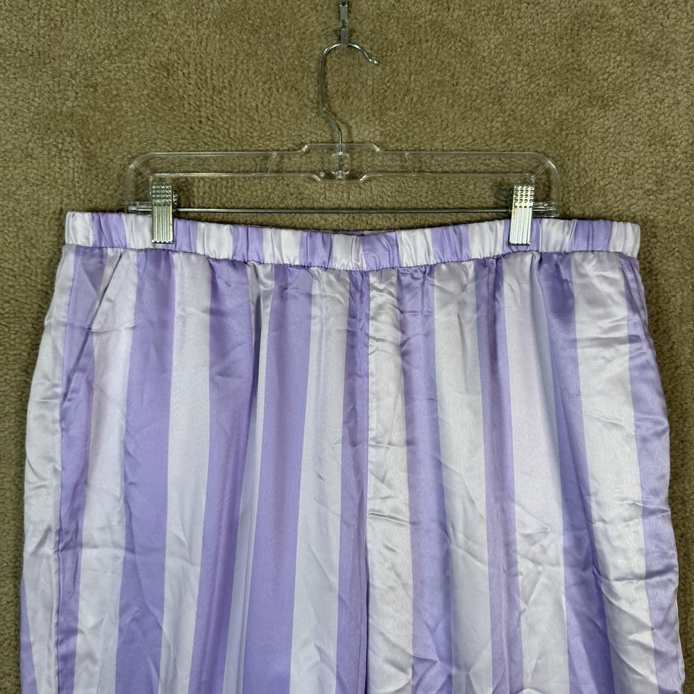 LOFT Sleep Pajama Set Womens XL Purple Satin Stripe Notch Collar Long Sleeve PJs - Picture 11 of 16